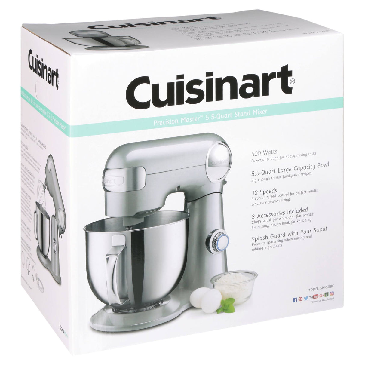 Cuisinart SM-50BC 5.5 Quart Stand Mixer - Brushed Chrome